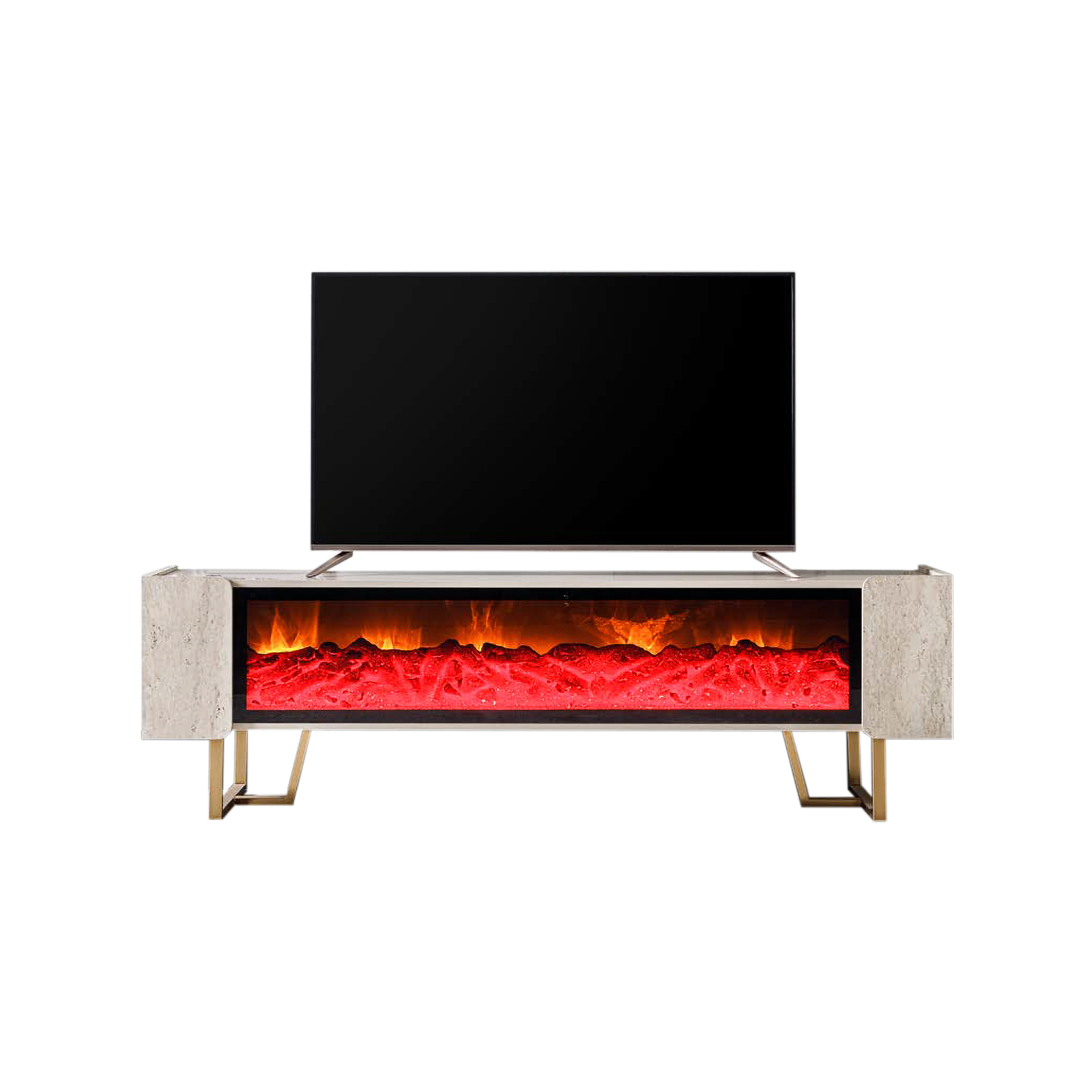 Comode - Comoda TV PANAMA, cu semineu, marmura, 180x40x48 cm