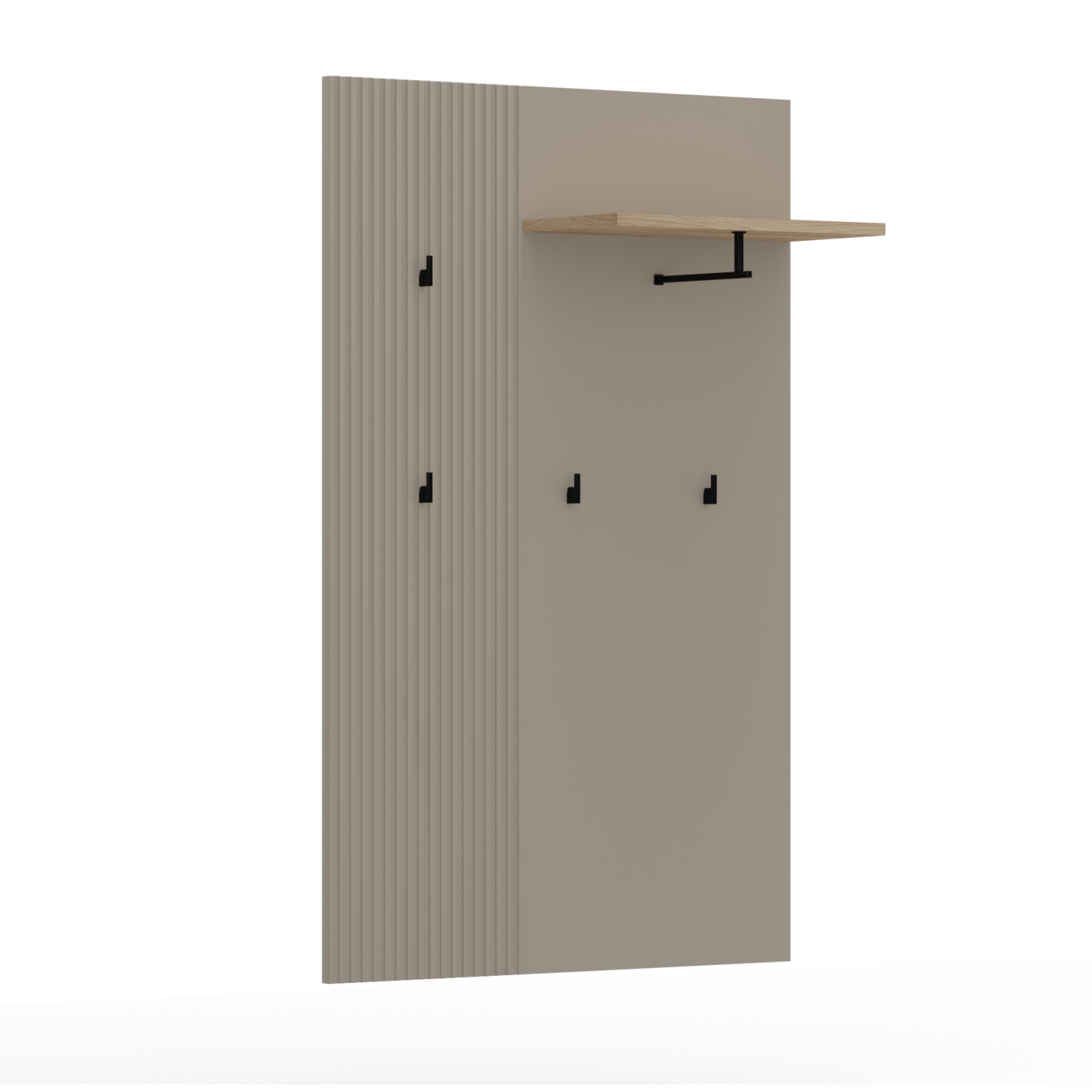 Holuri - Cuier DOMINICA, taupe + stejar silverjack, 85x26x133 cm