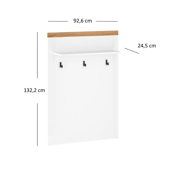 Cuiere - Cuier suspendat VIGO, alb + stejar wotan, 92,6x24,5x132,2 cm
