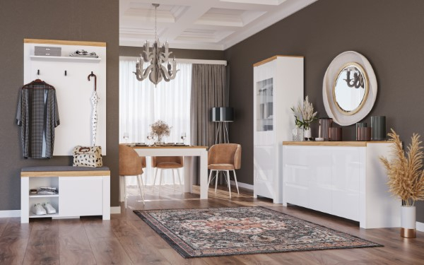 Cuiere - Cuier suspendat VIGO, alb + stejar wotan, 92,6x24,5x132,2 cm