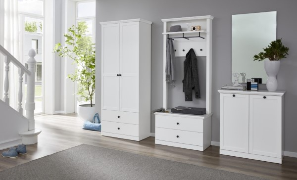 Mobila Alba - Dulap BRANDSON, 2 usi, 2 sertare, alb, 81x41x196 cm