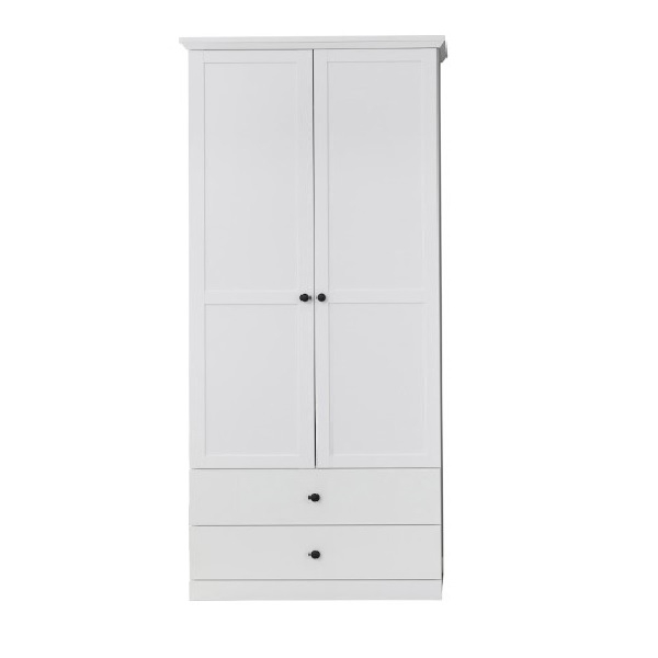 Mobila Alba - Dulap BRANDSON, 2 usi, 2 sertare, alb, 81x41x196 cm