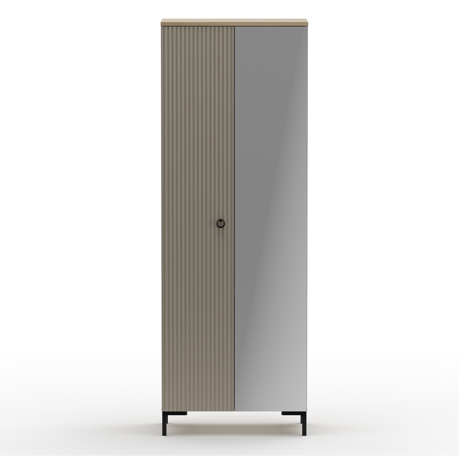 Dulapuri - Dulap DOMINICA, 2 usi, cu oglinda, taupe + stejar silverjack, 70x41x199 cm