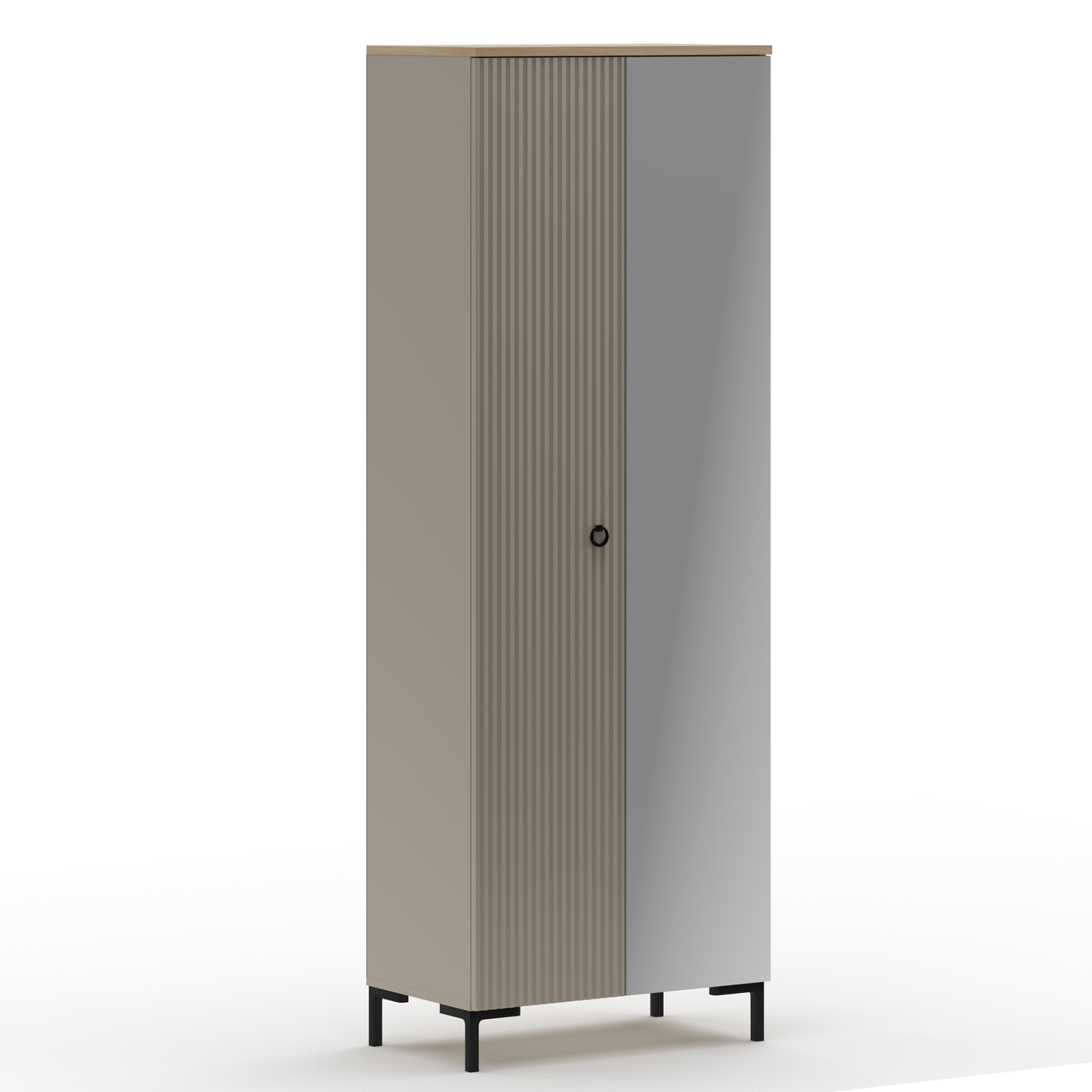 Dulapuri - Dulap DOMINICA, 2 usi, cu oglinda, taupe + stejar silverjack, 70x41x199 cm