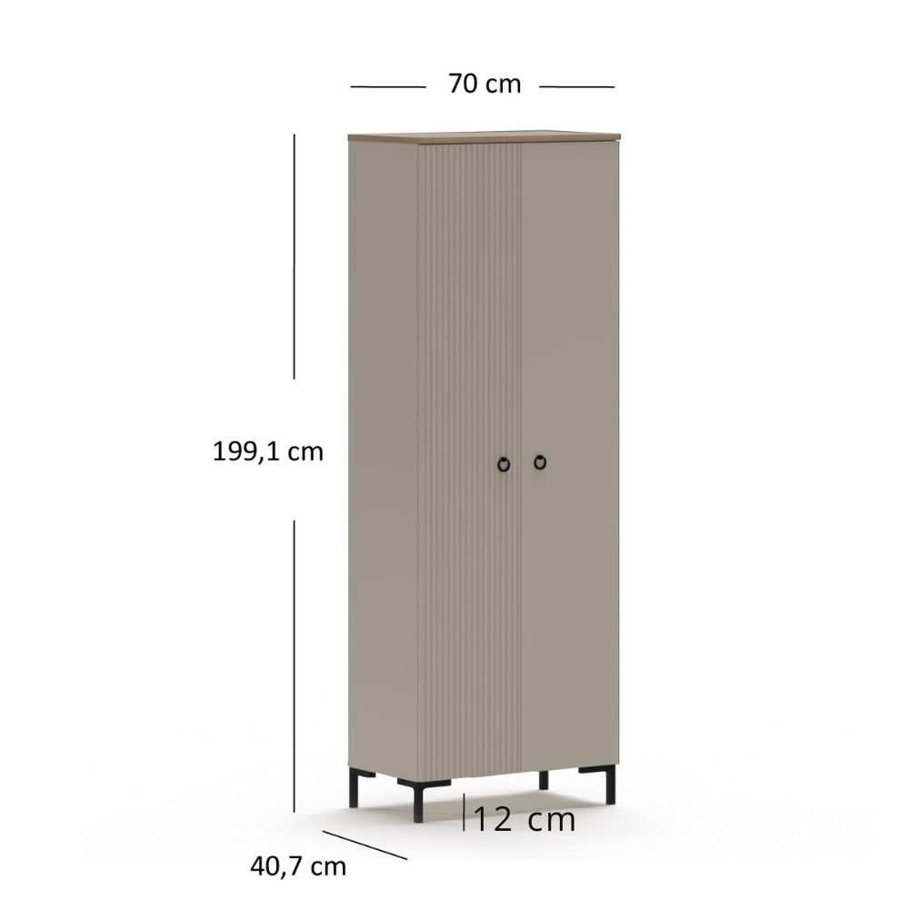 Dulapuri - Dulap DOMINICA, 2 usi, taupe + stejar silverjack, 70x41x199 cm