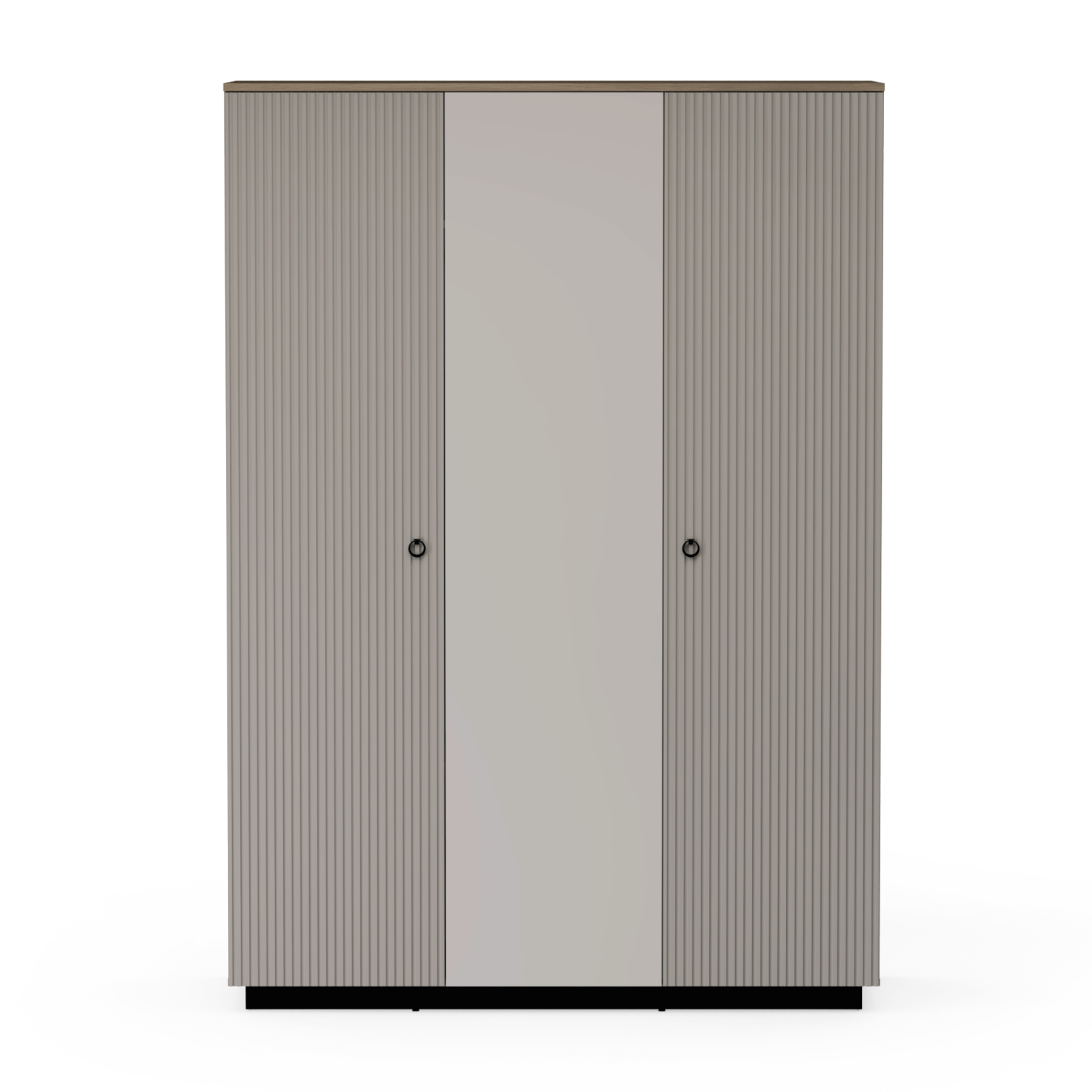 Colectia DOMINICA - Dulap DOMINICA, 3 usi, cu oglinda, taupe + stejar silverjack, 153x60x218 cm