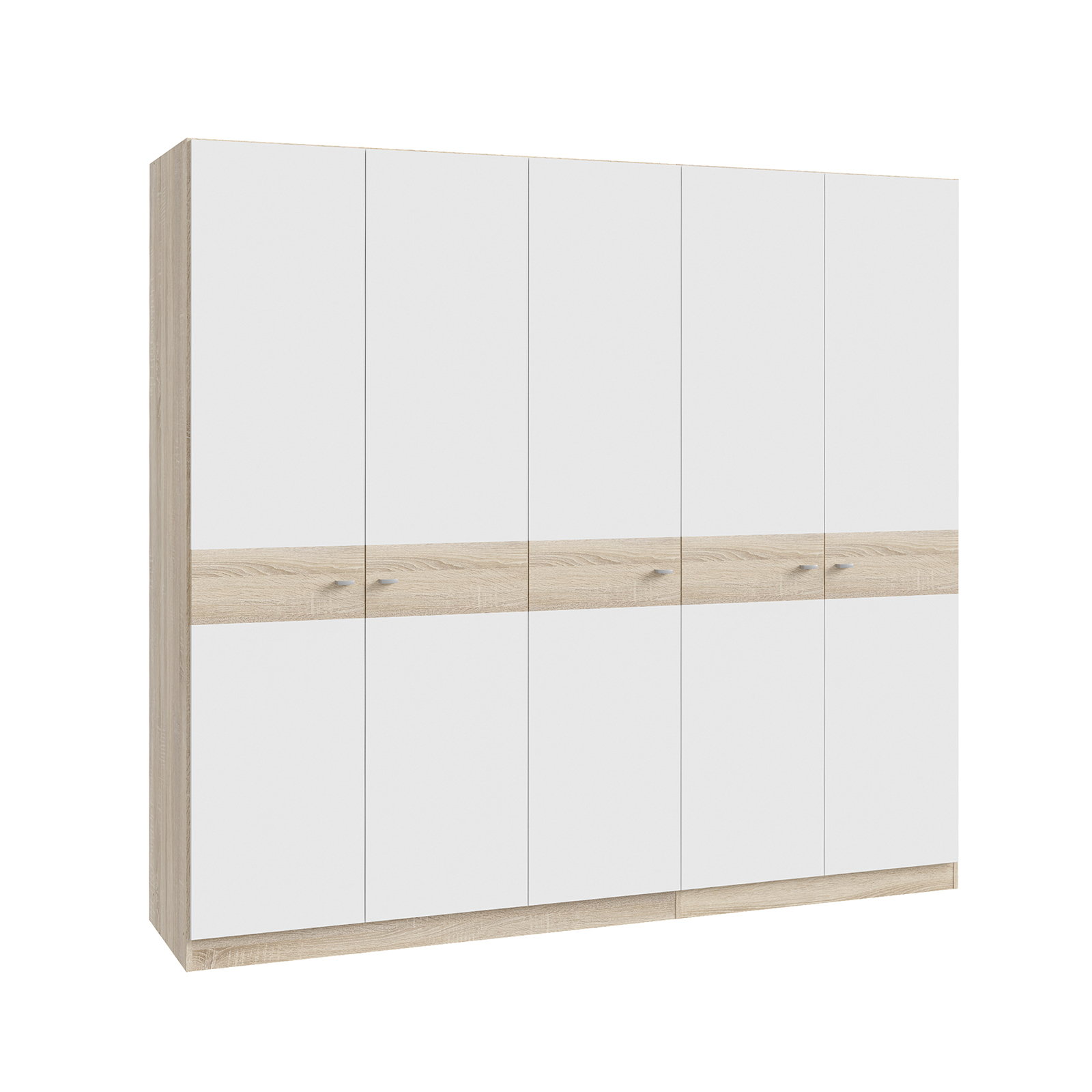 Componente birou - Dulap HANA, 5 usi, bara haine, stejar sonoma + alb, 225x55x211 cm