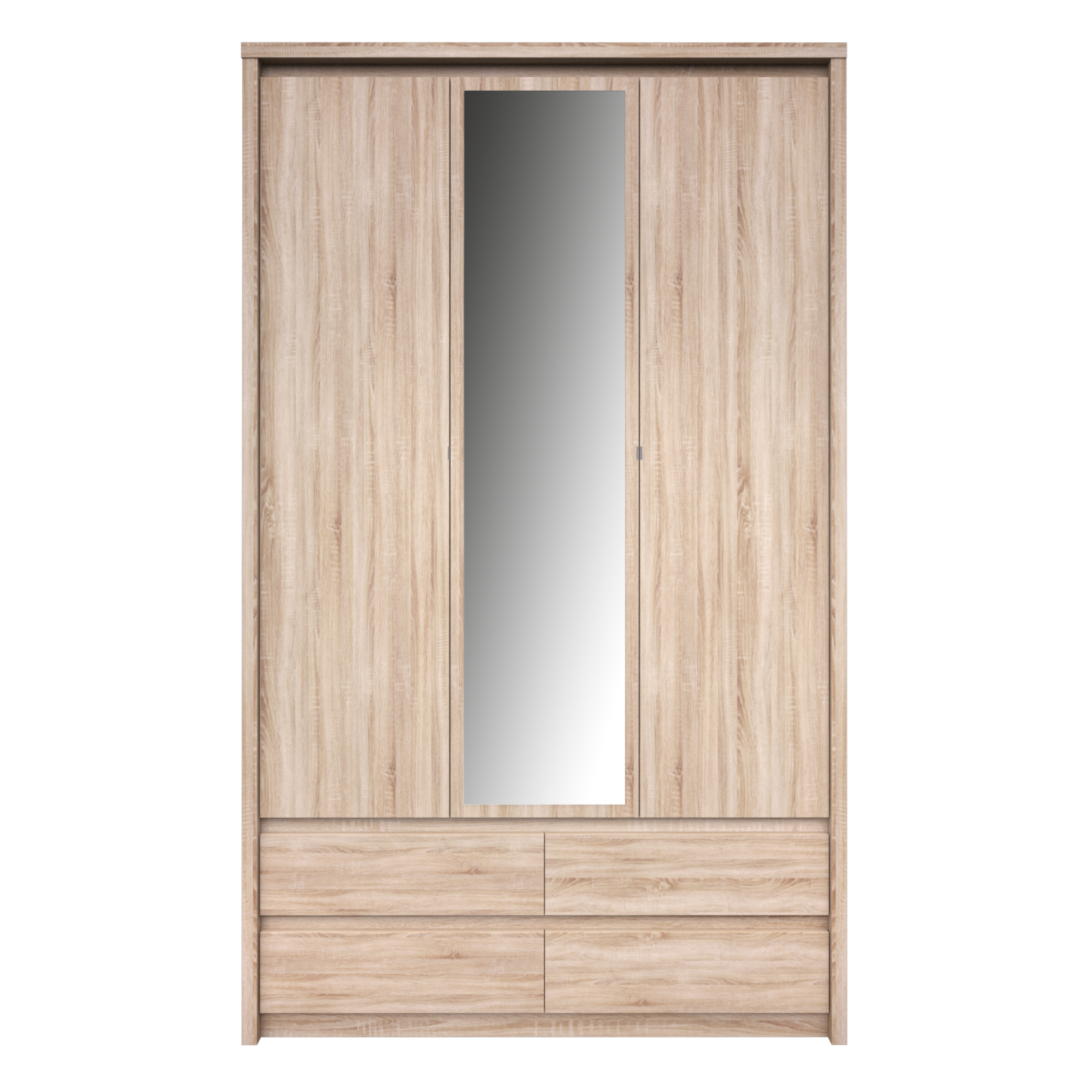 Colectia NORTON - Dulap NORTON, 3 usi, 4 sertare, cu oglinda, stejar sonoma, 127x60x210 cm