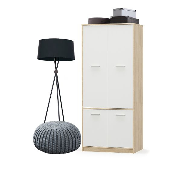 Colectia TIPS - Dulap TIPS, 4 usi, stejar sonoma + alb, 83,4x55,3x195,5 cm