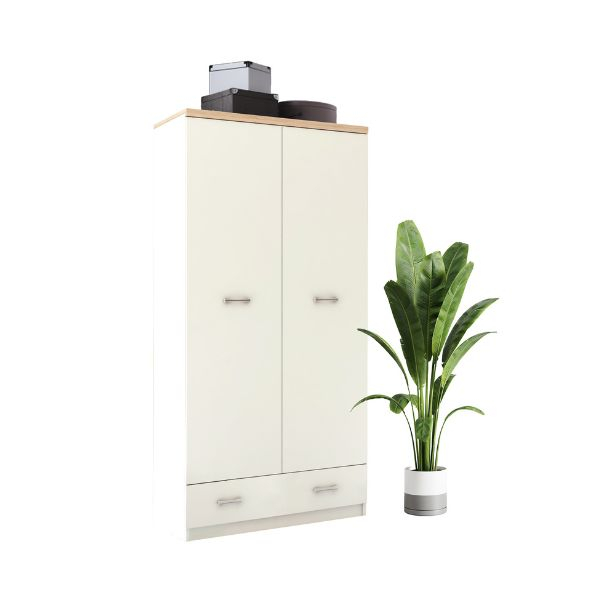 Dulapuri - Dulap TOP MIX, 2 usi, 1 sertar, alb, 80x57x183 cm