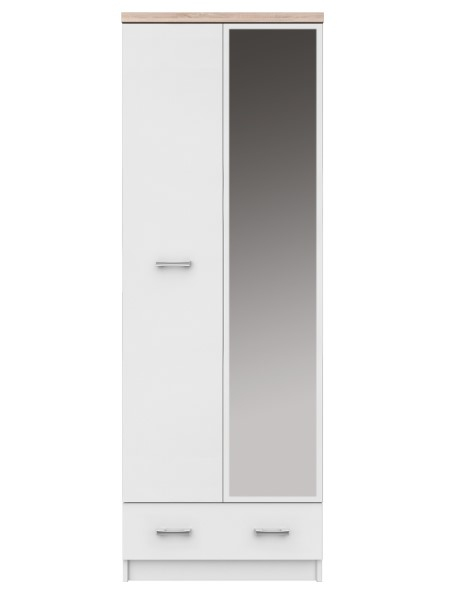 Dulapuri - Dulap TOP MIX, 2 usi, 1 sertar, oglinda, alb, 60x33x183 cm