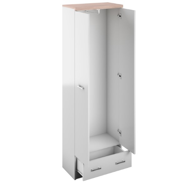 Dulapuri - Dulap TOP MIX, 2 usi, 1 sertar, oglinda, alb, 60x33x183 cm