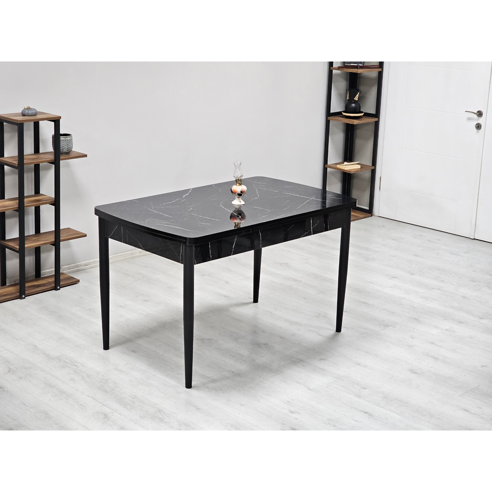 Mese Living - Masa extensibila JUMP, dreptunghiulara, marmura negru, 130x80x73 cm