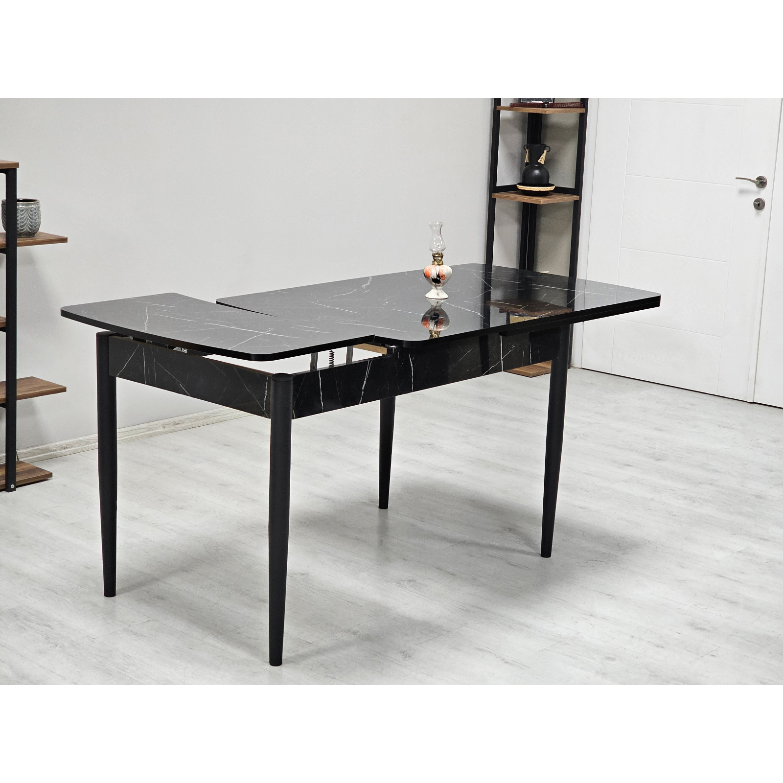 Mese Living - Masa extensibila JUMP, dreptunghiulara, marmura negru, 130x80x73 cm