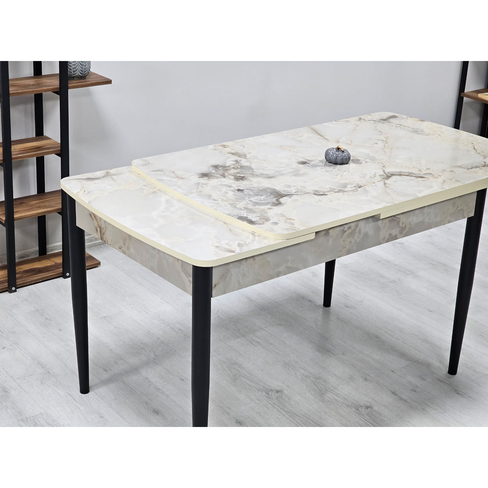 Mese Living - Masa extensibila JUMP, dreptunghiulara, marmura bej, 130x80x73 cm