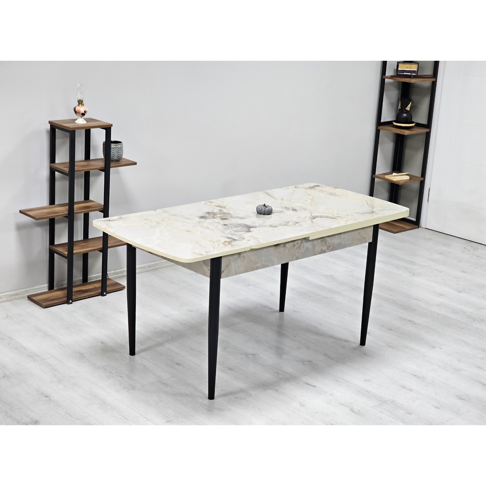 Mese Living - Masa extensibila JUMP, dreptunghiulara, marmura bej, 130x80x73 cm