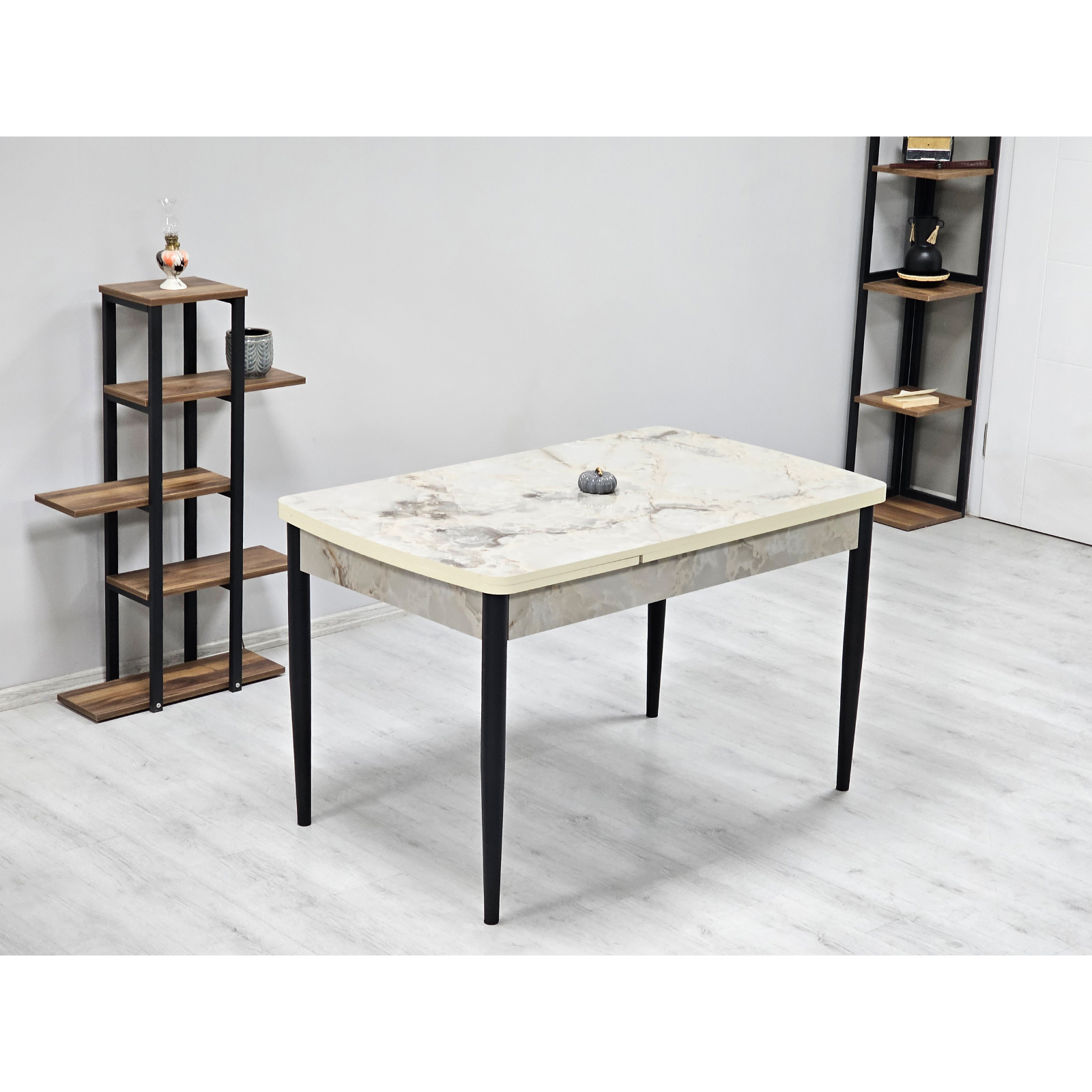 Mese Living - Masa extensibila JUMP, dreptunghiulara, marmura bej, 130x80x73 cm