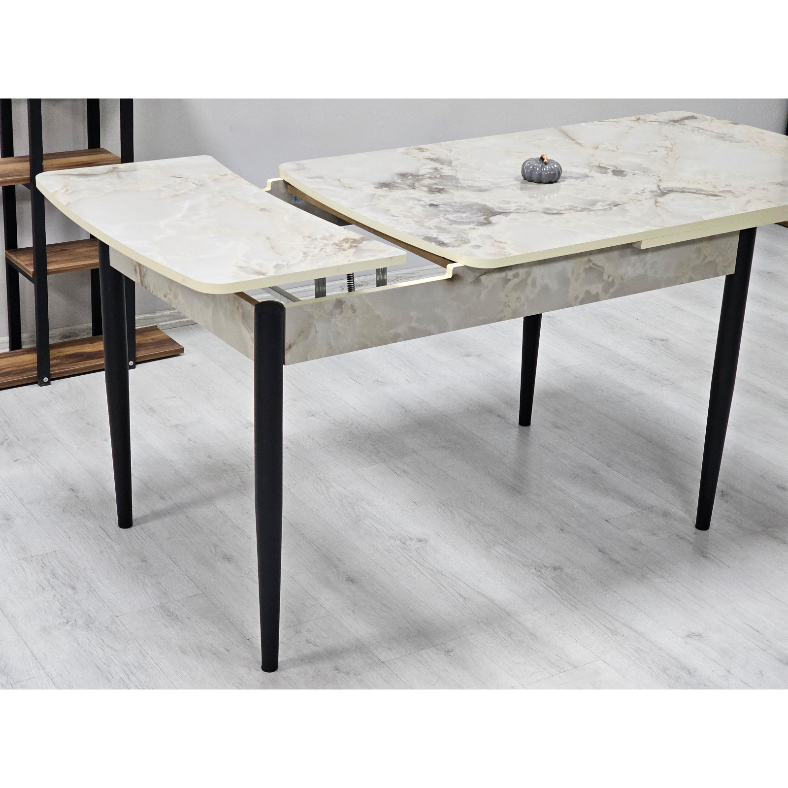 Mese Living - Masa extensibila JUMP, dreptunghiulara, marmura bej, 130x80x73 cm