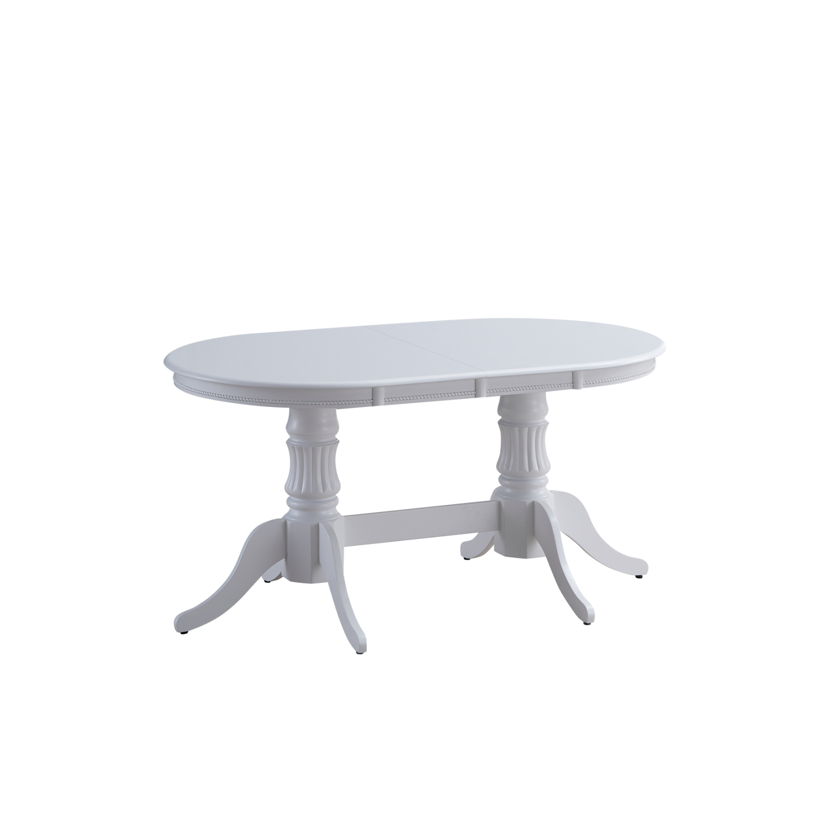 Mese Living - Set Masa extensibila NICE, lemn masiv, ovala, alb 150/190x90x76 cm + 6 Scaune living BENONI, alb + gri, 44.5x50.5x92 cm