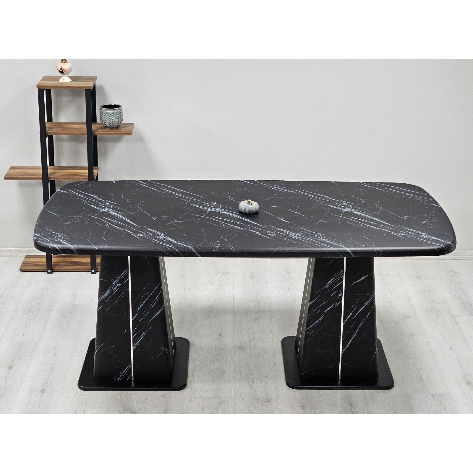 Mese Bucatarie - Masa RAMSIS, dreptunghiulara, marmura negru, 190x90x73 cm