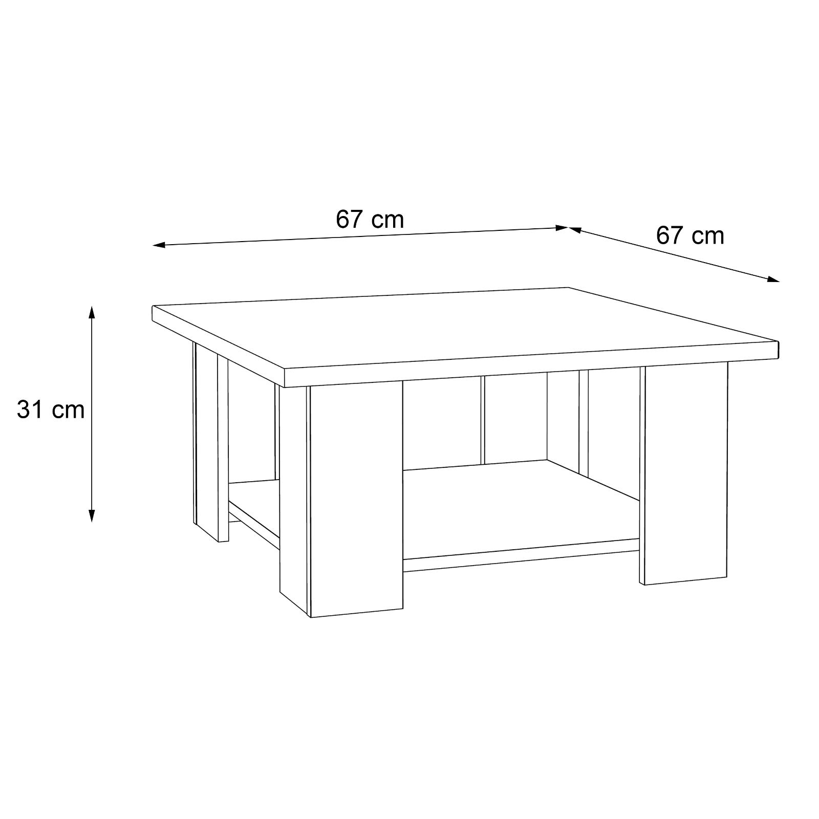 Masute Cafea - Masuta cafea SIMBA, alb, 67x67x31 cm
