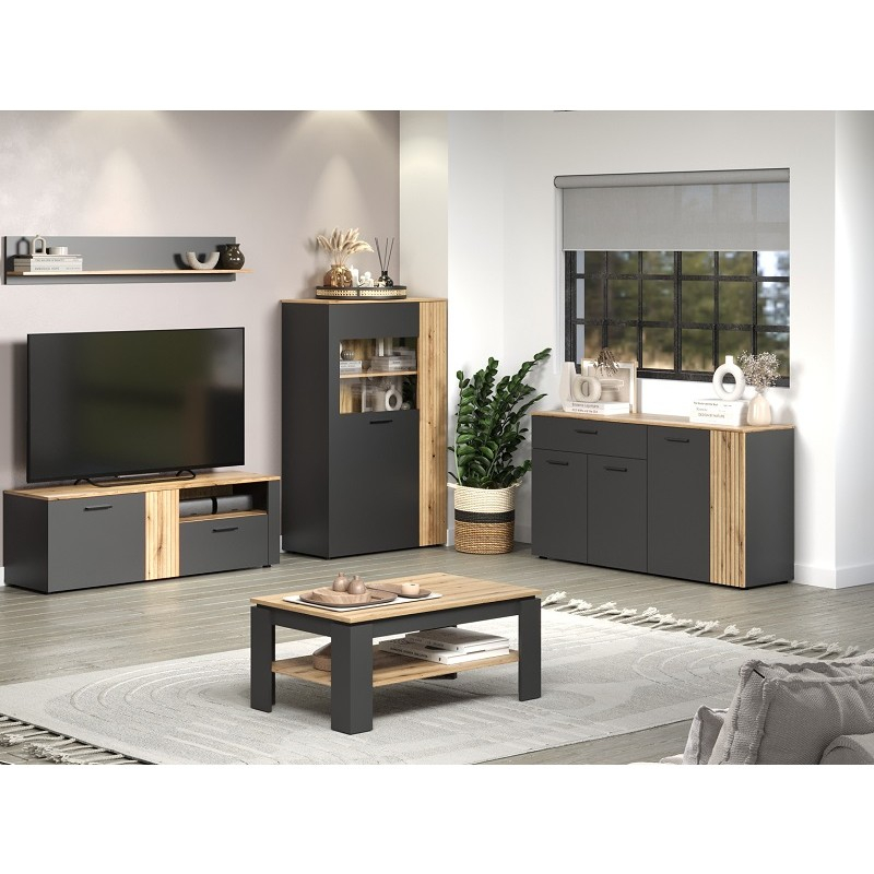 Colectia ESTEBAN - Masuta de cafea ESTEBAN, grafit + stejar evok, 110x65x47 cm