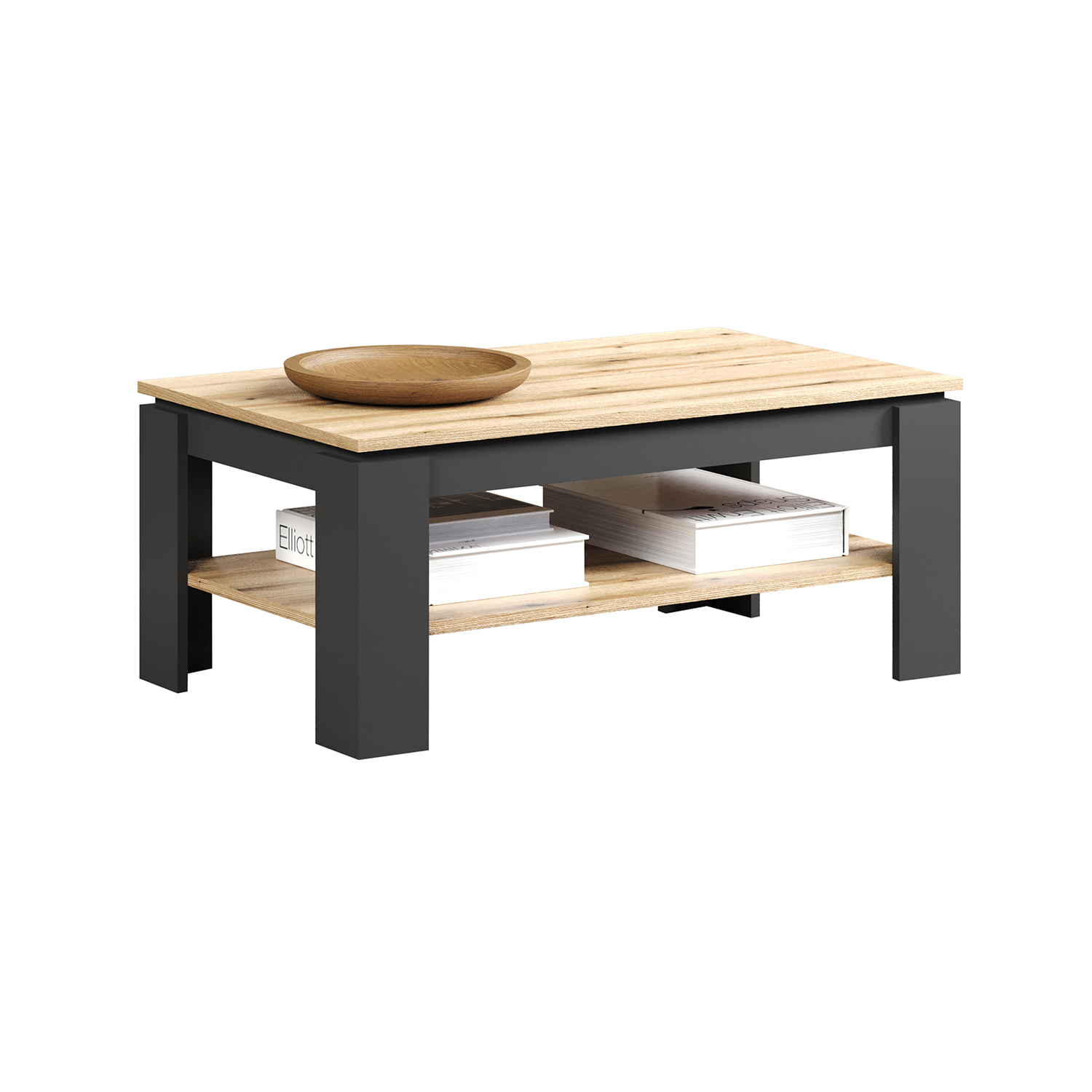 Colectia ESTEBAN - Masuta de cafea ESTEBAN, grafit + stejar evok, 110x65x47 cm