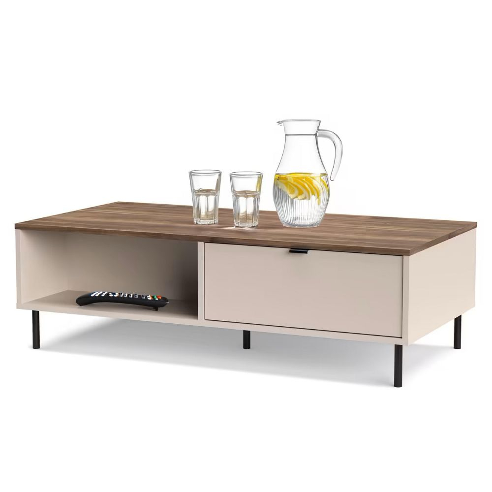 Colectia EVO - Masuta de cafea EVO, 2 sertare, casmir + stejar castello, 110x60x37 cm