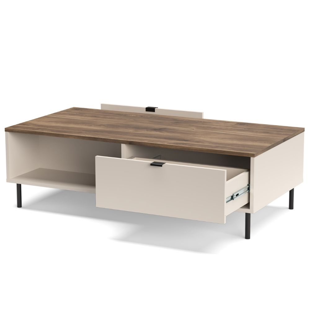 Colectia EVO - Masuta de cafea EVO, 2 sertare, casmir + stejar castello, 110x60x37 cm