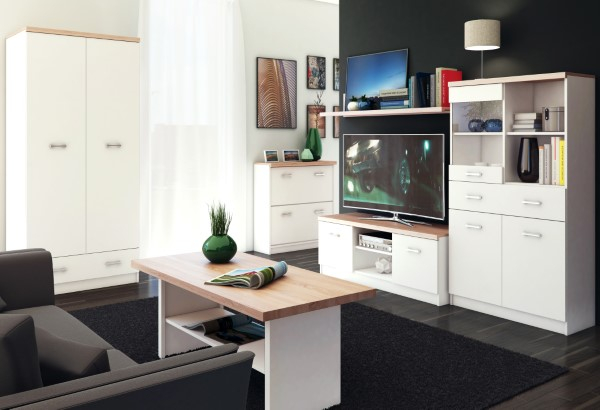 Colectia TOP MIX - Masuta de cafea TOP MIX, cu raft, alb, 115x55x48 cm