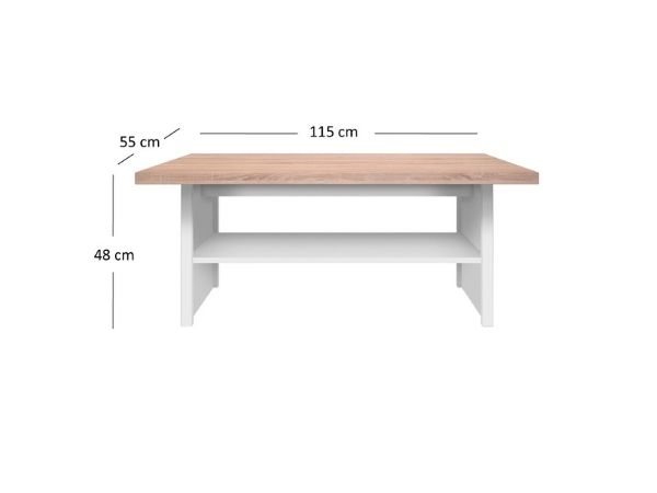 Colectia TOP MIX - Masuta de cafea TOP MIX, cu raft, alb, 115x55x48 cm
