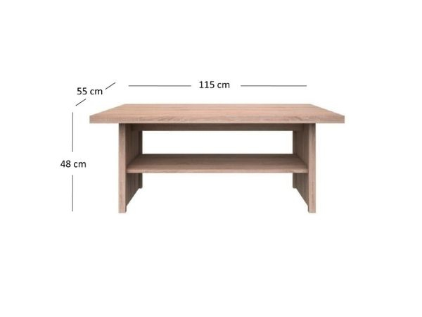 Colectia TOP MIX - Masuta de cafea TOP MIX, cu raft, stejar sonoma, 115x55x48 cm