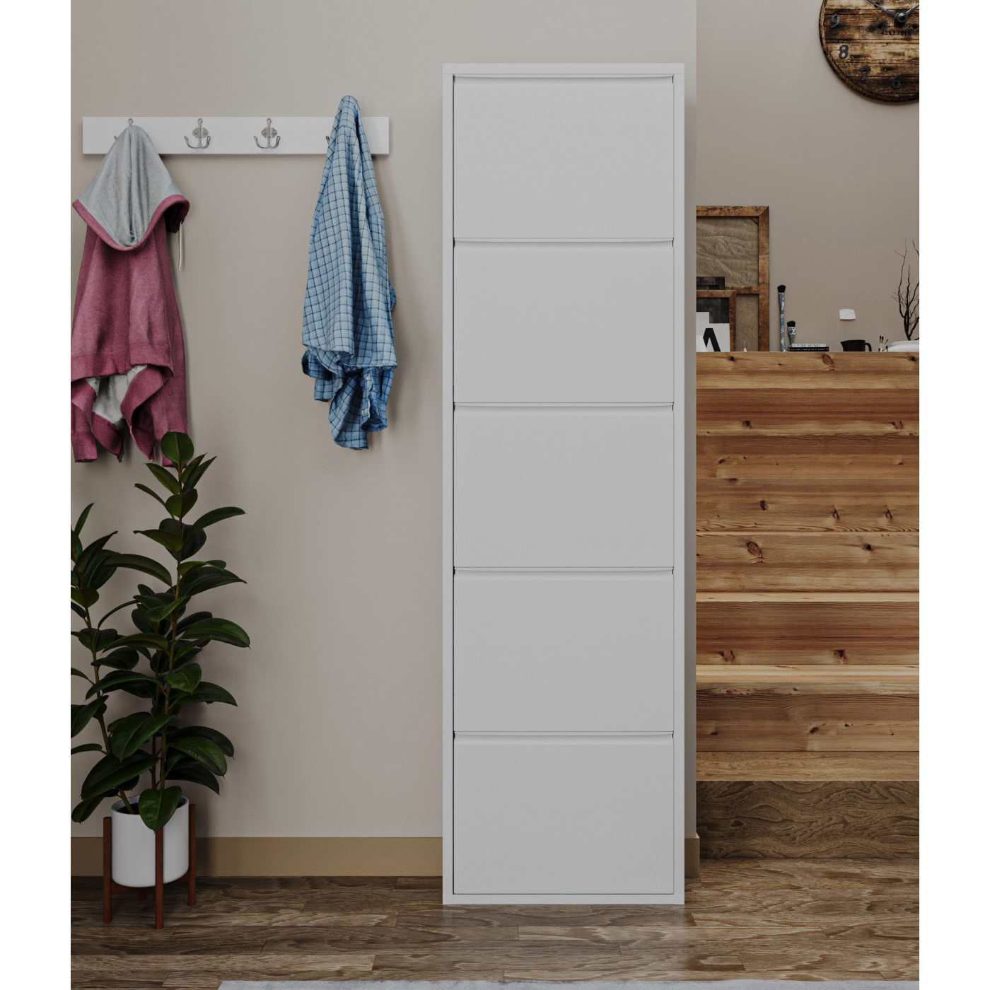 Holuri - Pantofar FIVE, cu 5 rafturi, 50x15x169 cm