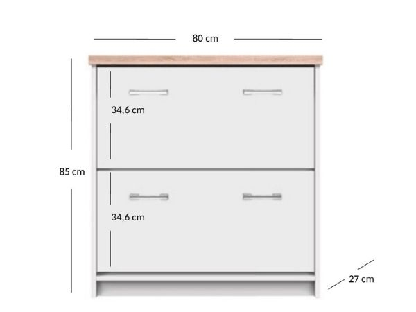 Colectia TOP MIX - Pantofar TOP MIX, 2 uși tip clapetă, alb, 80x27x85 cm