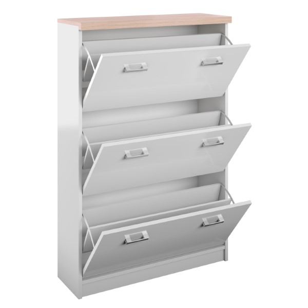 Mobila Alba - Pantofar TOP MIX, 3 uși tip clapetă, alb, 80x27x121 cm