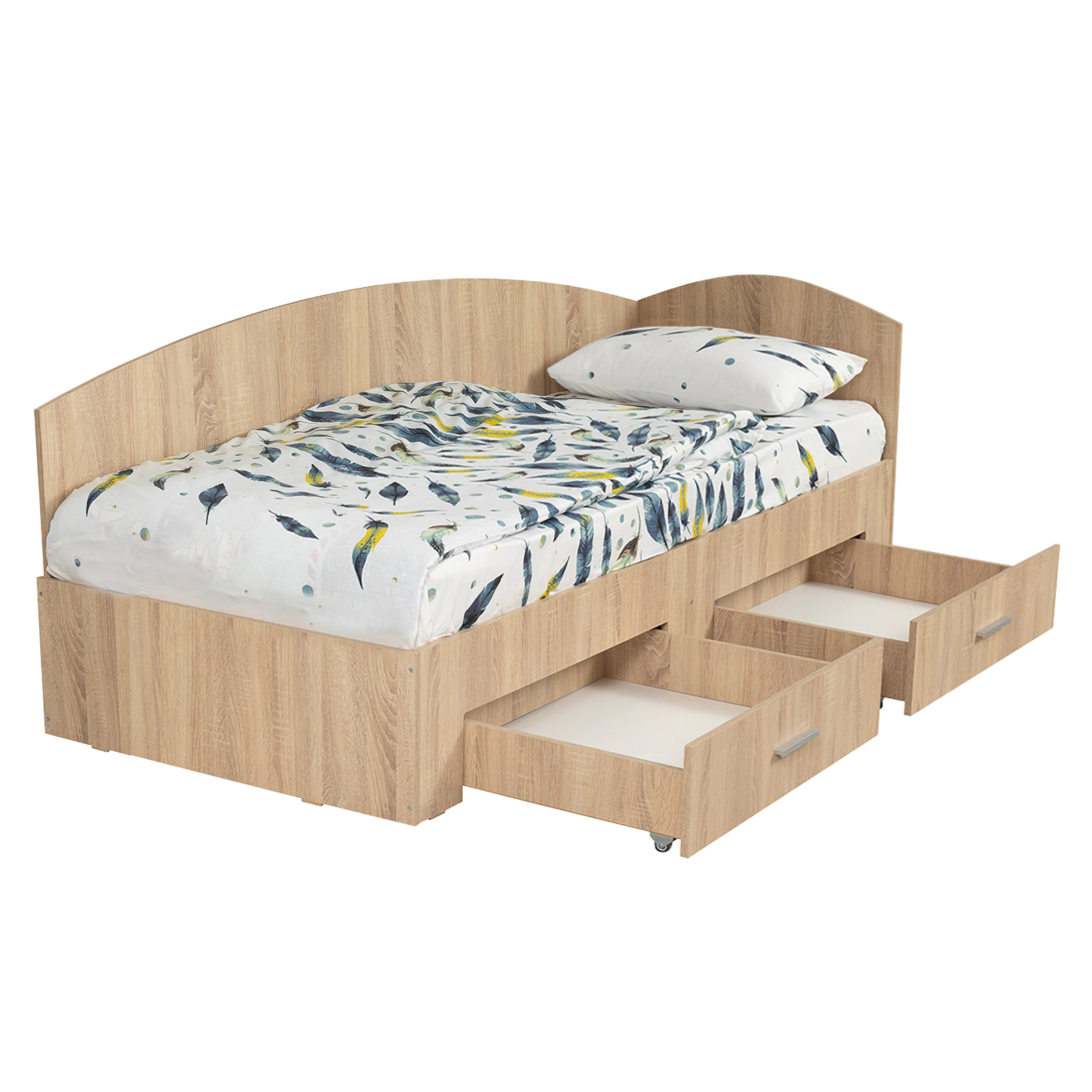 Paturi - Pat Colt Alma 90x200 cm, cu 2 sertare laterale pe role - ExpoMob