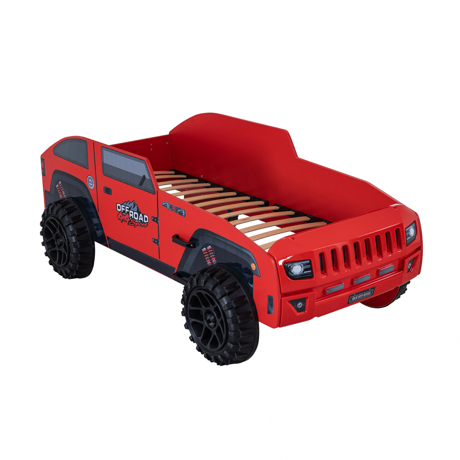 Paturi Copii Masini - Pat pentru copii masina ECO JEEP, rosu, 90x190 cm