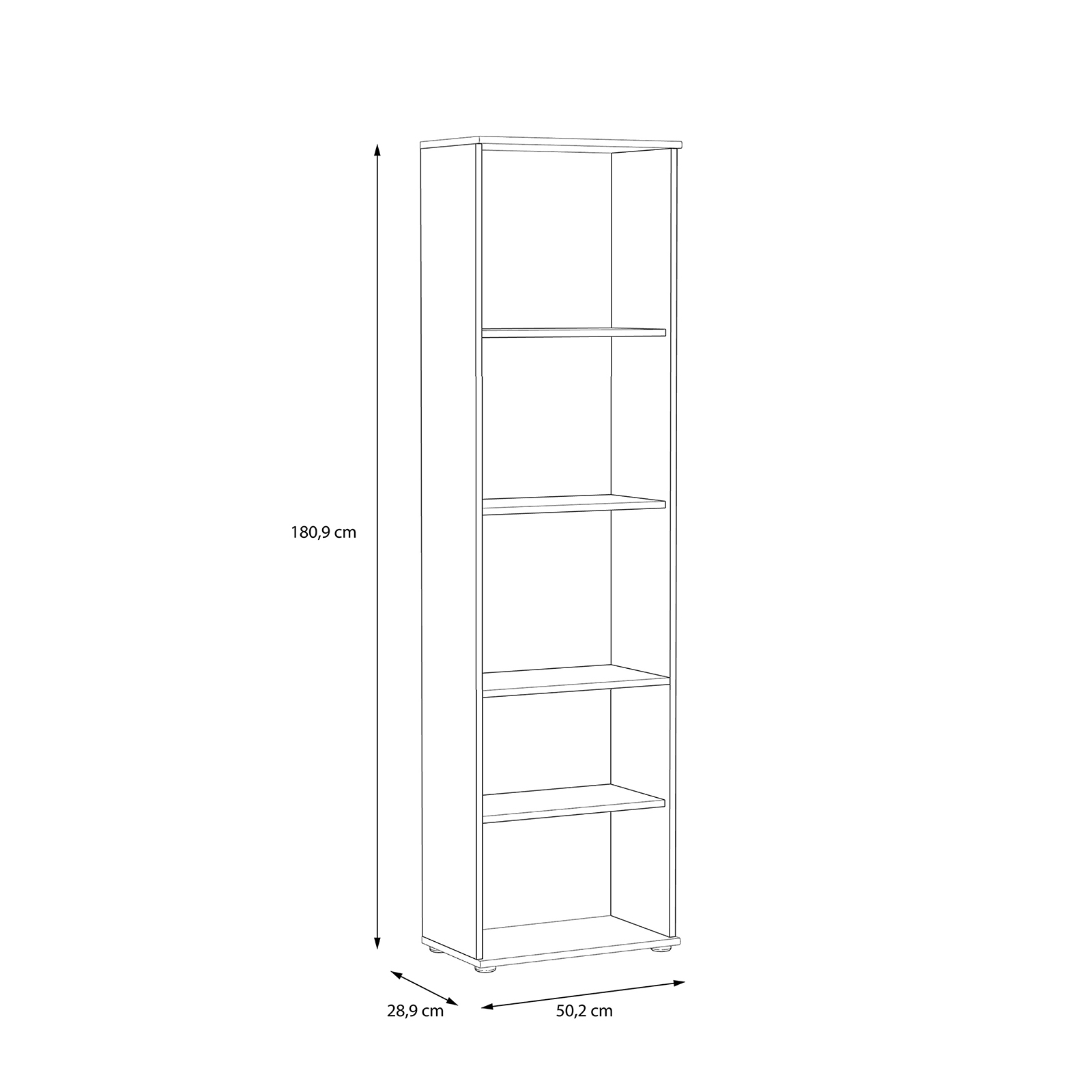 Dressinguri - Raft NIKO, cu 4 rafturi, sonoma, 50x29x181 cm