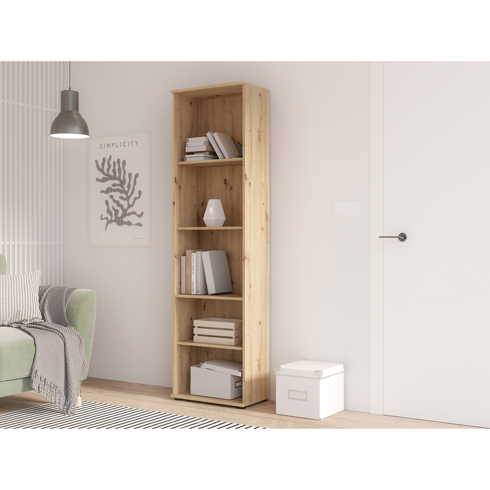 Dressinguri - Raft NIKO, cu 4 rafturi, stejar artisan, 50x29x181 cm