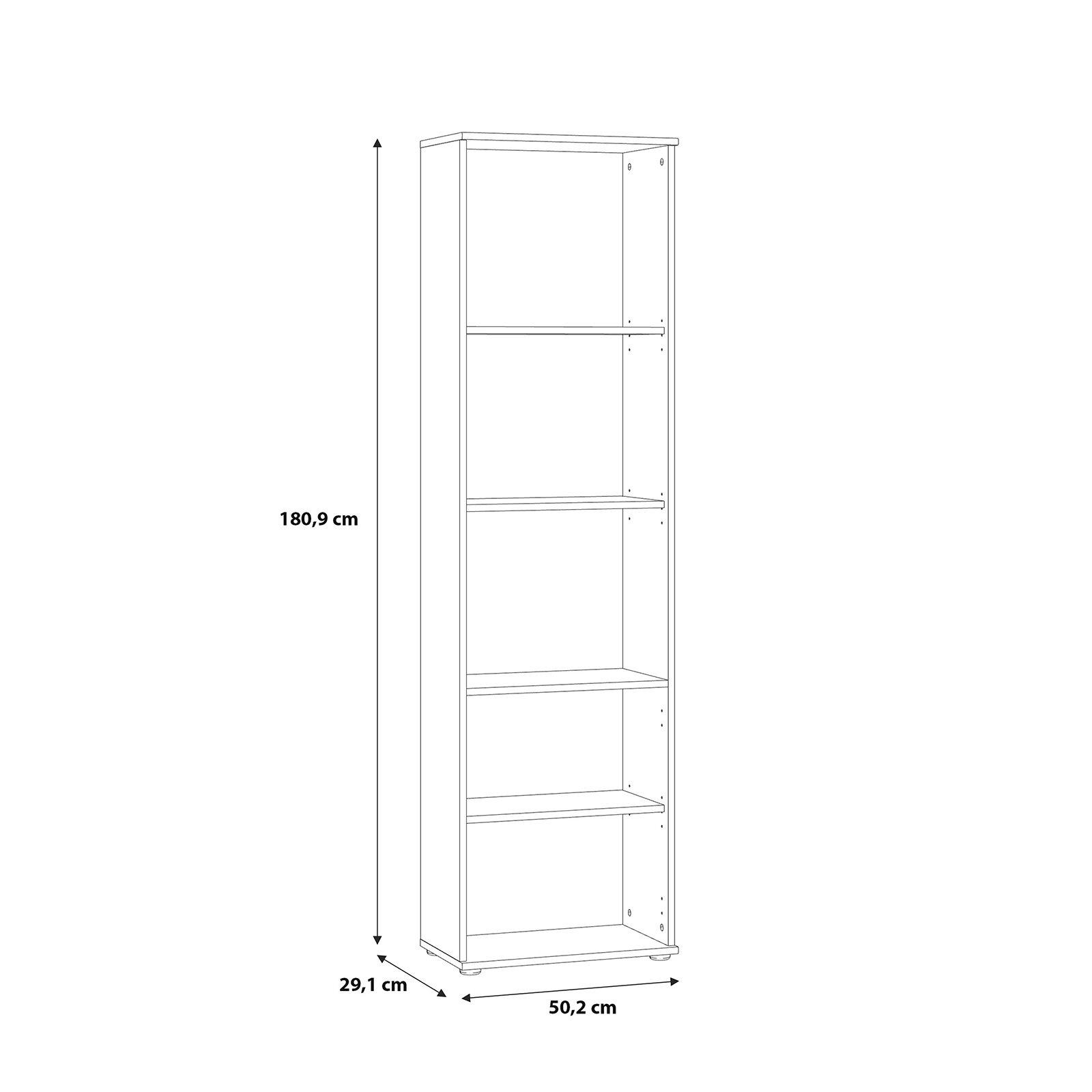 Dressinguri - Raft NIKO, cu 4 rafturi, stejar artisan, 50x29x181 cm