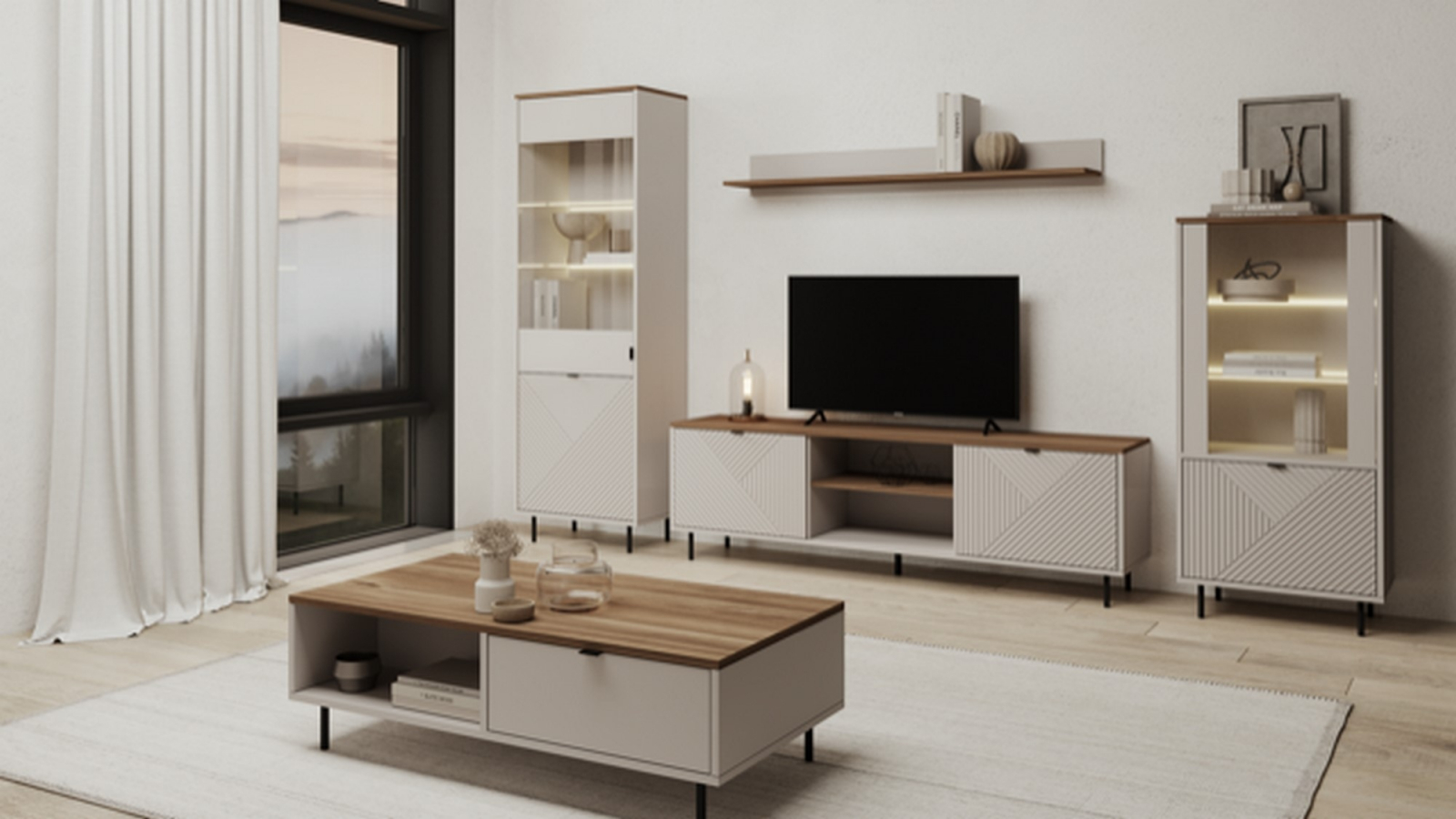 Colectia EVO - Raft suspendat EVO, casmir + stejar castello, 150x17,6x25 cm