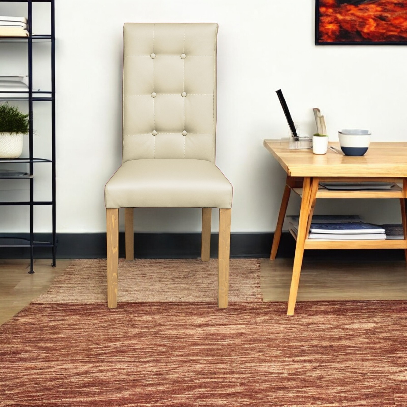 Promo - Scaun living TEO LUX, picioare lemn natur, 46x60x98 cm