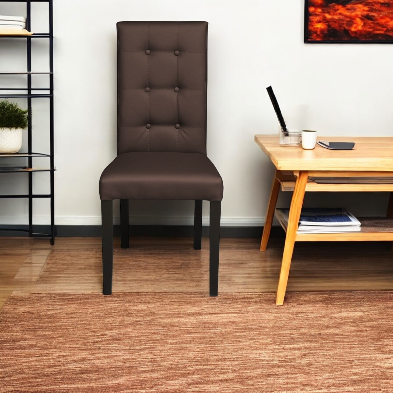 Promo - Scaun living TEO LUX, picioare lemn wenge, piele ecologica, 46x60x98 cm