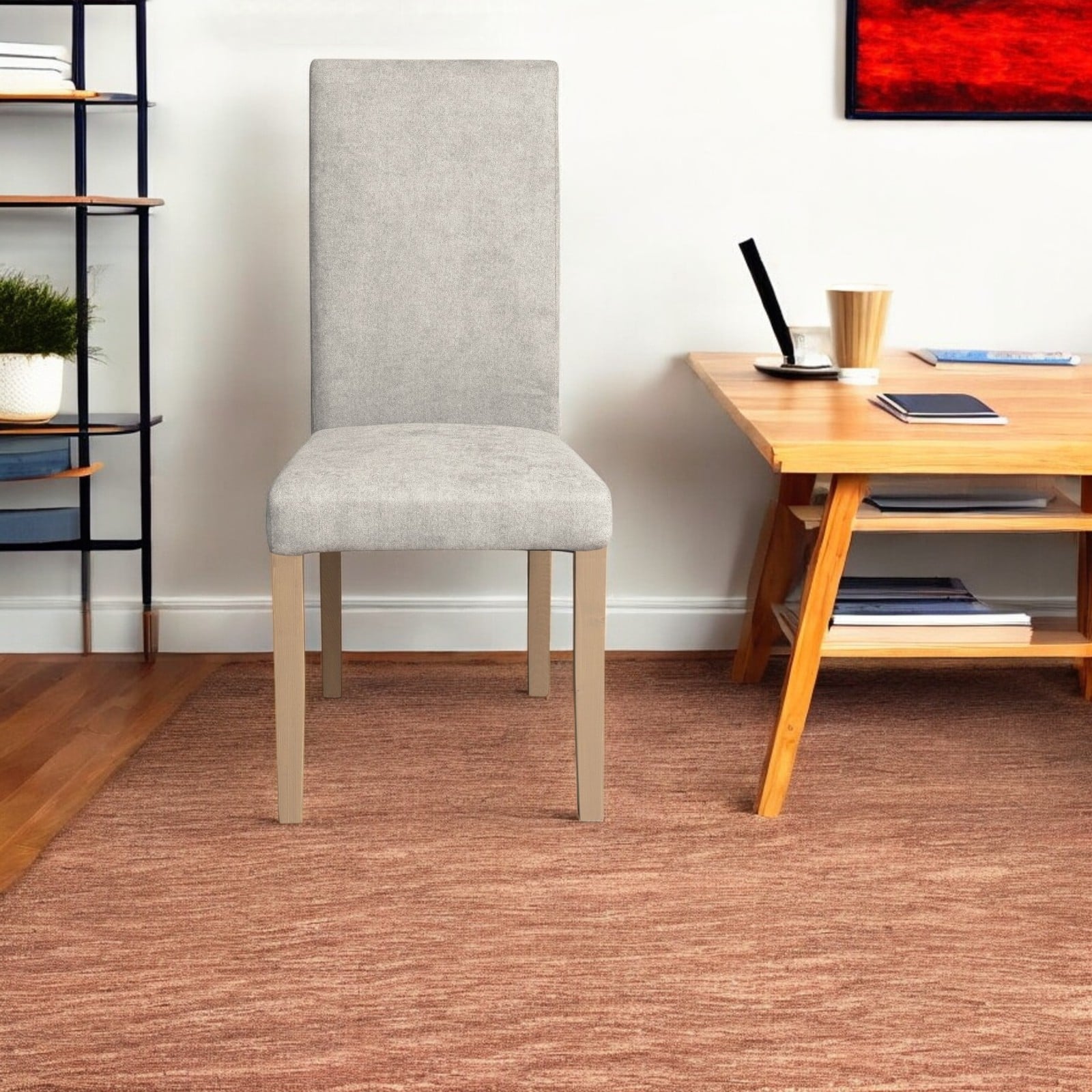 Produs în România - Scaun living TEO, picioare lemn natur, stofa, 46x60x98 cm