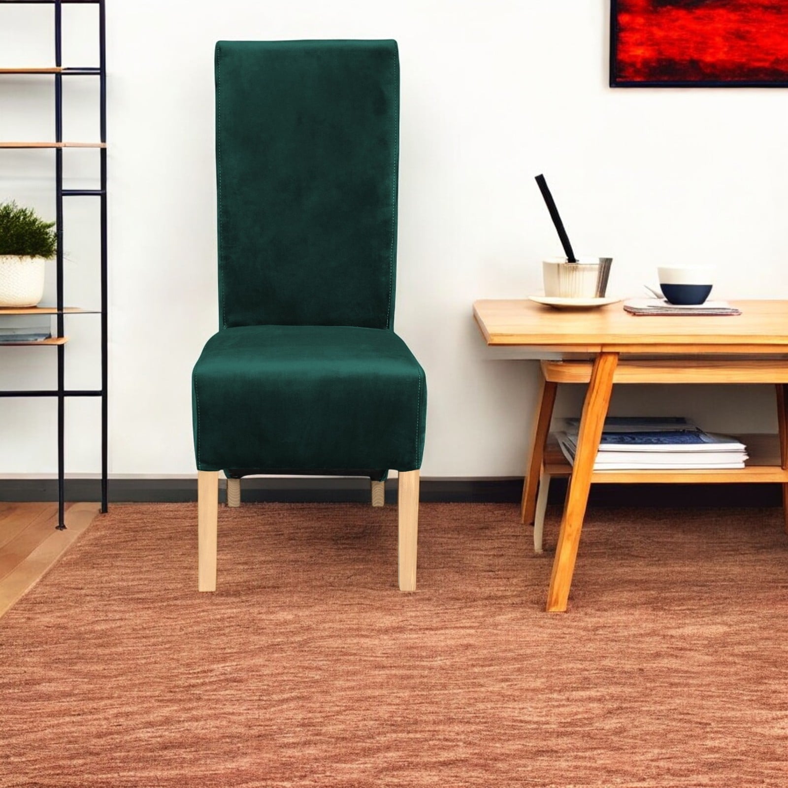 Scaune Bucatarie - Scaun living VANESSA, picioare lemn natur, stofa, 47x60x110 cm