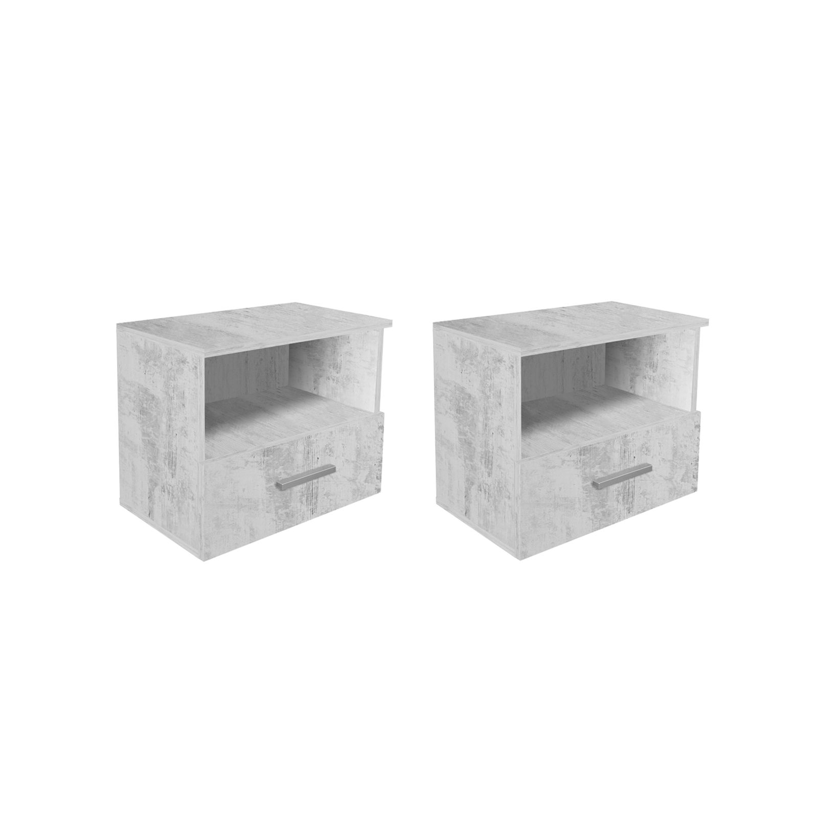 Noptiere - Set 2 Noptiere ALMA, 1 sertar, pin antichizat, 50x30x42 cm