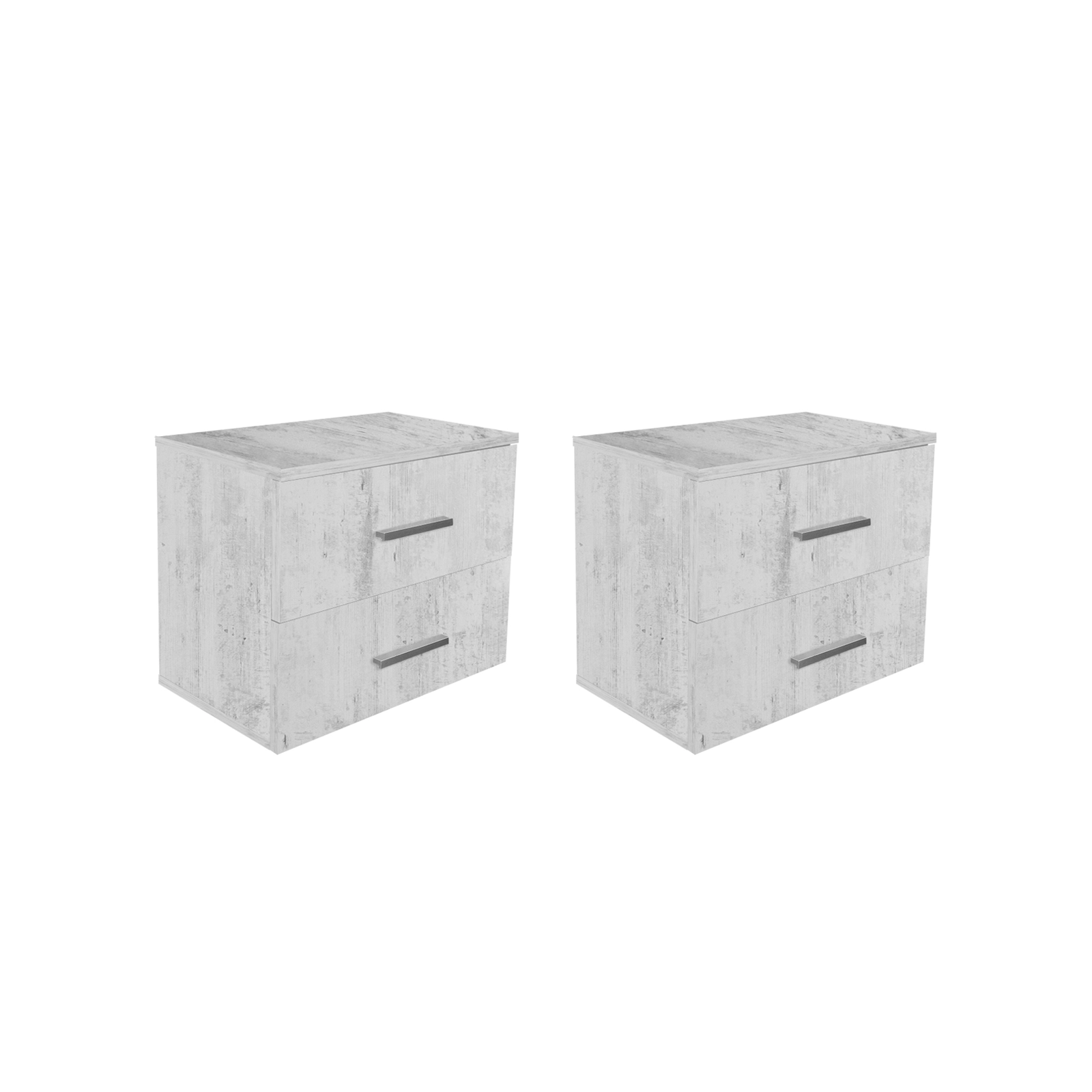 Noptiere - Set 2 Noptiere ALMA, 2 sertare, pin antichizat, 50x30x42 cm