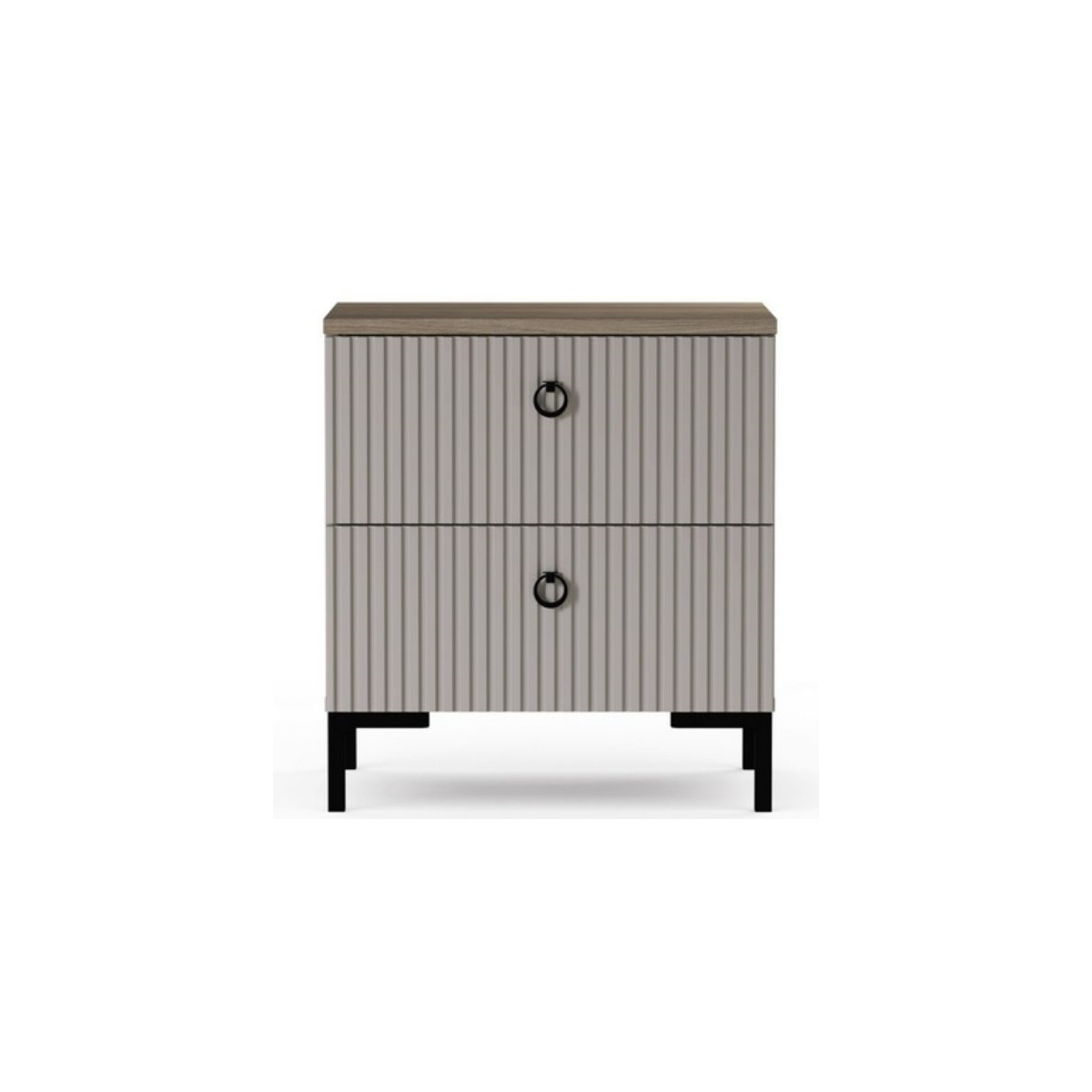 Dormitoare Clasice - Set dormitor DOMINICA, 3 piese, pat cu somiera rabatabila 160x200 cm, 2 noptiere, taupe + stejar silverjack