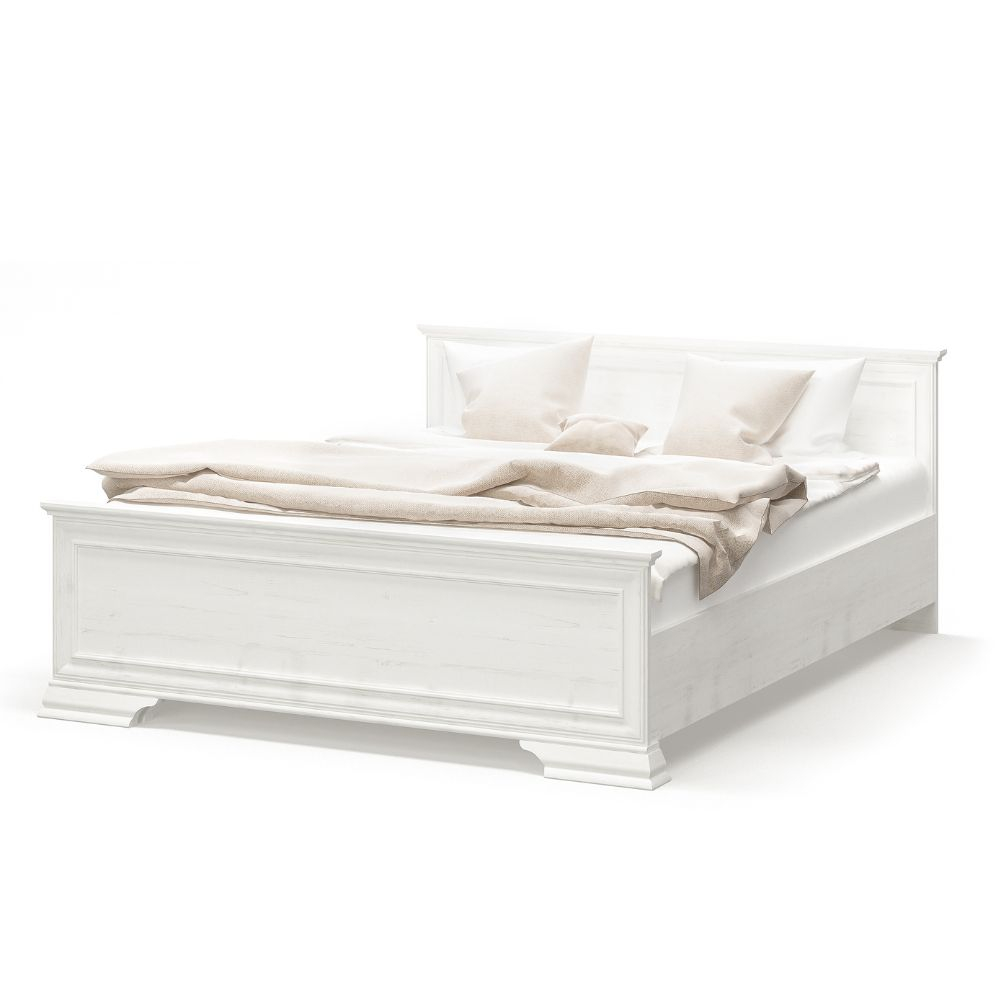 Dormitoare Clasice - Set dormitor IRYS, 8 piese, pat 160x200 cm, dulap 5 usi, comoda, 2 noptiere, oglinda, 2 rafturi suspendate, pin anderson