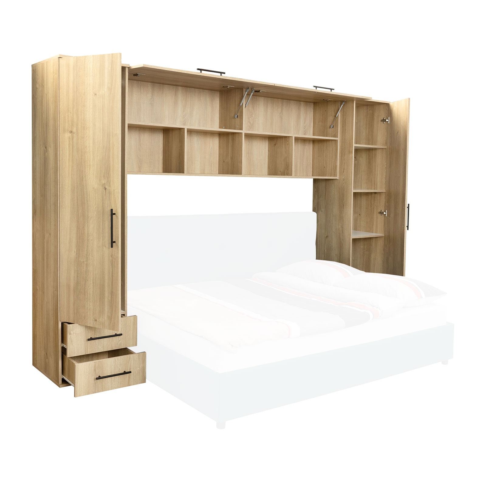 Camere de tineret - Set dormitor tineret YASMIN M2, 3 corpuri, 298x50x200 cm - ExpoMob